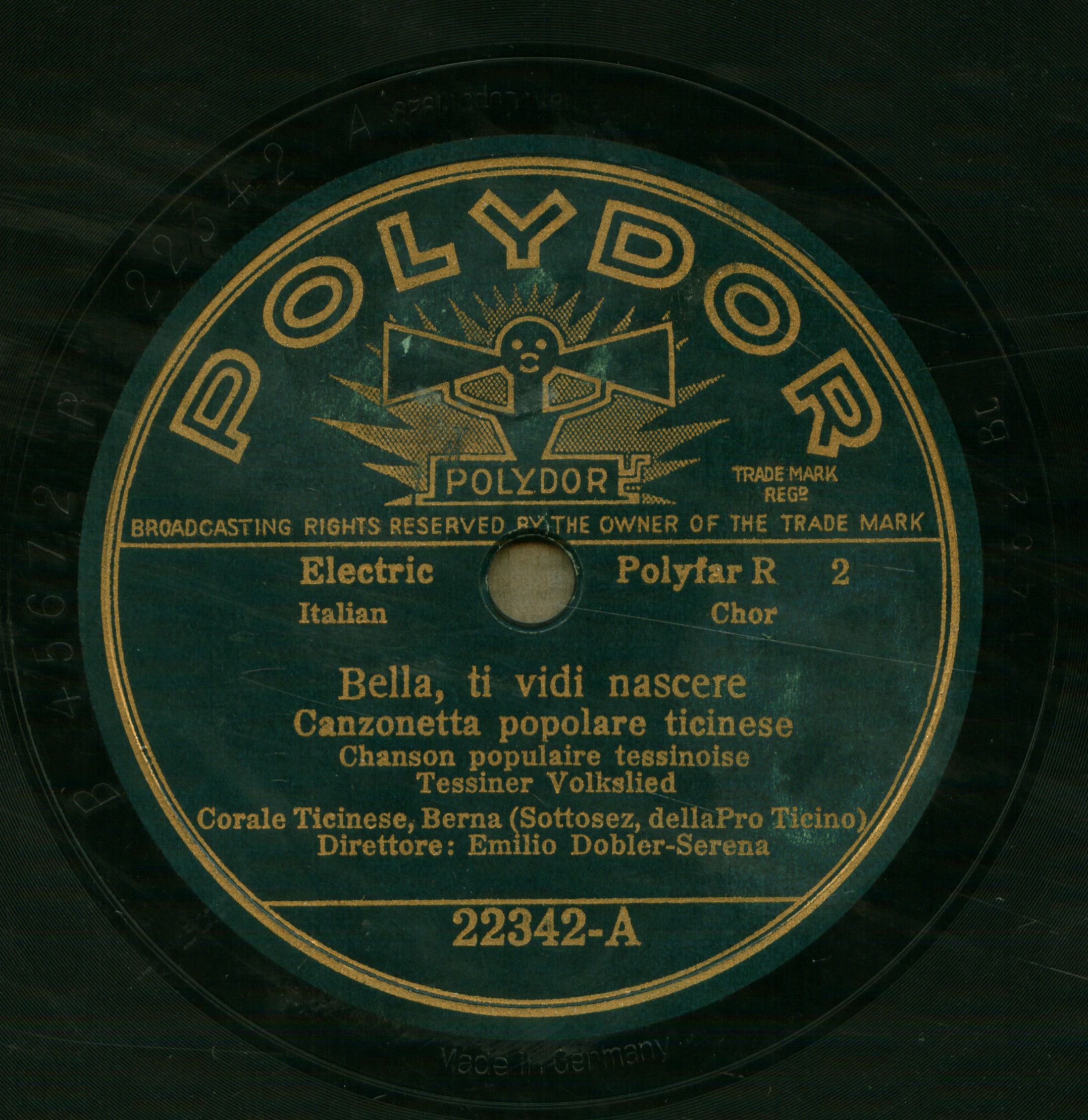 Bella, ti vidi nascere Canzonetta popolare ticinese